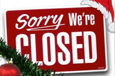 We will be closed from 23rd of December